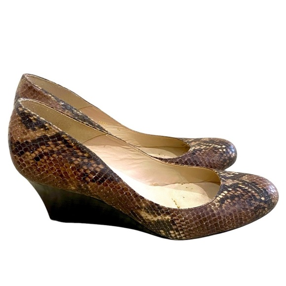 LK Bennett London python print taupe wedge round toe slip on shoes EU 40/10 - Picture 1 of 11